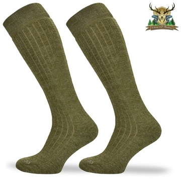 Zimowe skarpety wędkarskie - podkolanówki - khaki