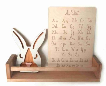 Drewniany Alfabet edukacyjny LITERY MONTESSORI A4