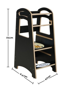 Kitchen Helper Pomocnik Kuchenny dla dziecka Składany Montessori Czarny