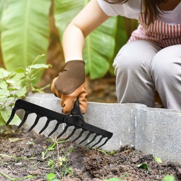 GRABIE METALOWE DO LIŚCI TRAWY SOLIDNE BEZ TRZONKA NIEOPRAWIONE 12 ZĘBNE