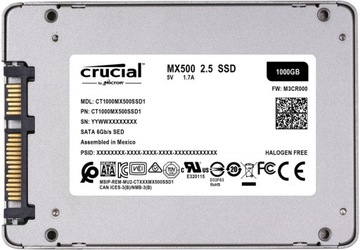 SSD-накопитель CRUCIAL MX500 1000 ГБ SATA III 2,5 дюйма 560/510 МБ/с Micron 3D NAND