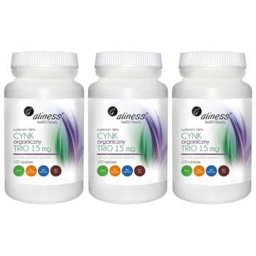3x Aliness Cynk Organiczny Trio 15 mg