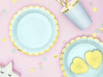 Talerzyki papierowe MIĘTOWE 18 cm 6 szt na urodziny roczek baby shower