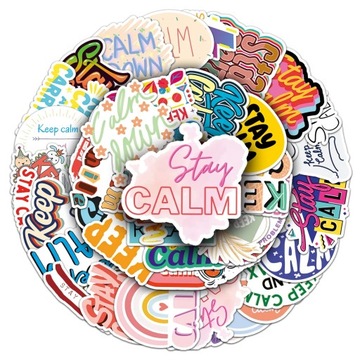 NAKLEJKI WODOODPORNE MIX NA LAPTOP ROWER BIDON KASK MIX KEEP CALM 50szt