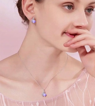 Серебряные украшения - Серебряный набор стразов Серебряный подарок на день рождения