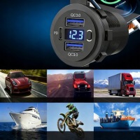 Роз'єм автомобільні usb 2 qc 3.0 pd wolotmierz 12v 24v ip65 вимикач 66w Зі Шроту, фото thumb