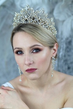 ДИАДЕМА ТИАРА ЗОЛОТАЯ КОРОНА КРАСИВАЯ ДЛЯ Мисс БОЛЬШАЯ СВАДЬБА