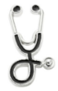 СЕРЕБРЯНЫЙ МЕТАЛЛИЧЕСКИЙ ЗНАК СТЕТОСКОП ВРАЧ МЕДСЕСТРА