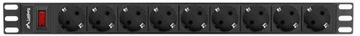 RACK PDU POWER STRIP 1U 19 16A 9X SCHUKO 3M ЧЕРНЫЙ переключатель LANBERG