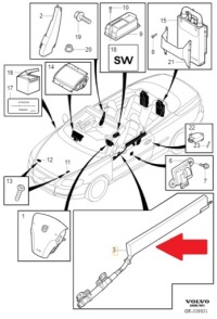 фото thumb №1, Подушка безопасности дверь правая volvo c70 2006-2013 9466549 оригинал