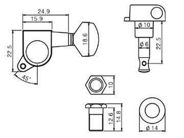 Гитарный ключ VPARTS VG-07 одинарный (BK, L)