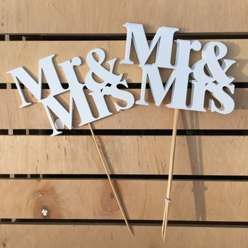 PIK TOPPER ŚLUB MR&MRS 6SZT 16CM PREZENT DEKOR