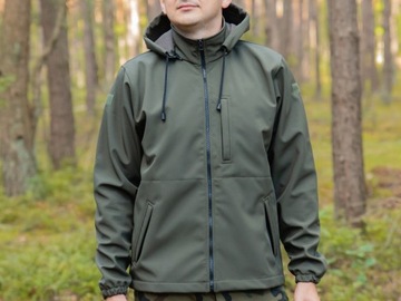 Kurtka SOFTSHELL Olive WODOODPORNA z kapturem 3XL