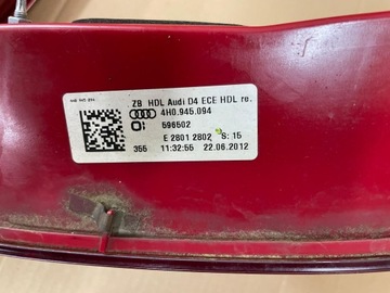 фото thumb №7, Лампа правая зад комплект audi a8 d4 09-13 4h0945096 4h0945094