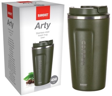 KUBEK TERMICZNY TERMOS 450ML NA KAWĘ HERBATĘ STALOWY BIDON ARTY BANQUET