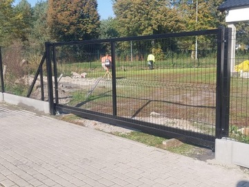 Ворота входные раздвижные панельные, 3D панель, 4м х 1,43м, ЗЕЛЕНЫЕ