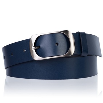 Pasek skórzany SEPHER Classic 4cm GRANATOWY | 105
