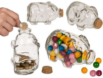 КОПИЛКА СТЕКЛЯННАЯ с пробкой, БАНКА, 14 см