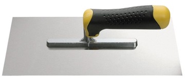Гладкий шпатель из нержавеющей стали, 12x28см, резиновая ручка.