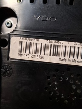 фото thumb №7, Компьютер спидометр набор vw jetta v 5 a5 golf v 5 1.6 fsi blf 03c906056dp