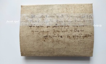 ок. 1580 г. Конверт с письмом книготорговцу Якобу Апелю.