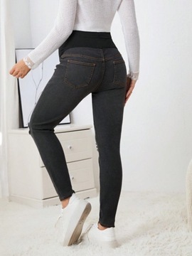 SHEIN MATERNITY SPODNIE CIĄŻOWE JEANSY CZARNE XL 117