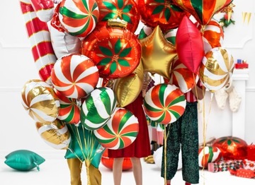 ФОЛЬГОВЫЙ ШАР КОНФЕТНАЯ СПИРАЛЬ ЛОЛЛИ КРАСНЫЙ BIRTHDAY CHRISTMAS ON HEL 35 СМ