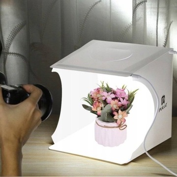 NAMIOT BEZCIENIOWY 20CM STUDIO DO FOTOGRAFII ZDJĘĆ LAMPY LED 6X TŁO PULUZ