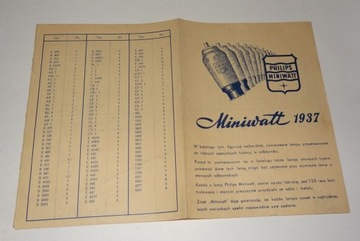 Каталог ламп Philips Miniwatt 1937 года, в очень хорошем состоянии.