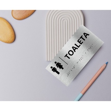 Tabliczka braille'a TOALETA Dla niewidomych 20x10cm samoprzylepna