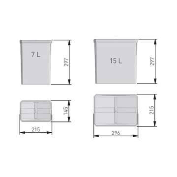 Контейнер для сортировки мусора AXISPACE 60 2x15л 2x7л