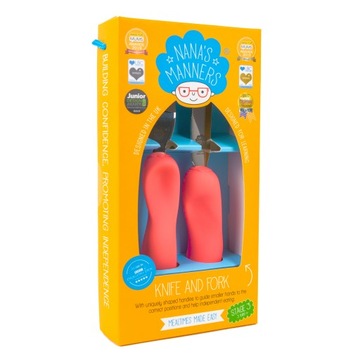 Sztućce dla dzieci ERGONOMICZNE łatwe do trzymania różowy NANA'S MANNERS