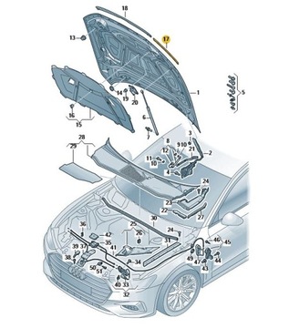 Ограничитель, обеспечивающий крышку маски оригинальной Audi A6 C8 ASO