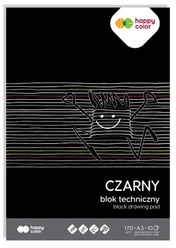 ТЕХНИЧЕСКИЙ БЛОК ЧЕРНЫЙ школьный жесткий А3 HAPPY COLOR 170 г/м2 10 листов