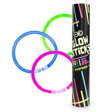 ФЛУОРЕСЦЕНТНЫЕ БРАСЛЕТЫ светящиеся ленты Glow Sticks 50 шт.