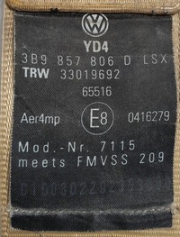 фото thumb №4, Pas безопасности правые зад vw passat b5 3b9857806d