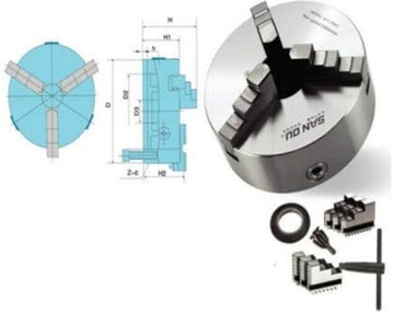 Самоцентрирующийся токарный патрон с 3 кулачками 125 мм.