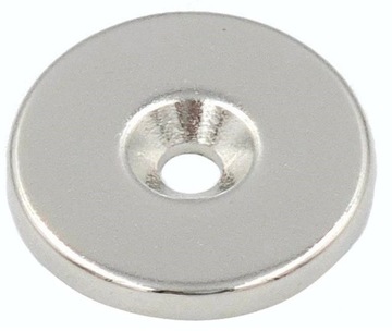 MAGNES NEODYMOWY Z OTWOREM POD WKRĘT 20x3 mm / okrągły / walcowy / mocny