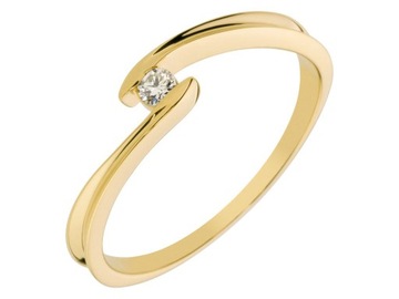 ZŁOTY PIERŚCIONEK pr 0.585 z BRYLANTEM 0.05ct od DIAMANTI