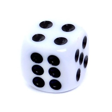 REBEL Kość K6 6 Ścian Oczka Biała 12mm