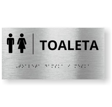 Tabliczka braille'a TOALETA Dla niewidomych 20x10cm samoprzylepna