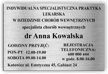 tablica tabliczka GABINET STOMATOLOGICZNY 60x40 cm