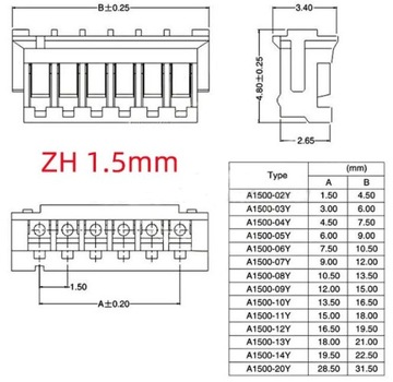 Złącze elektroniczne 6pin złączka konektor JST ZH 1.5 kostka 1,5mm końcówka