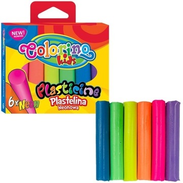 ШКОЛЬНЫЙ Пластилин 6 ЦВЕТОВ NEON COLORINO