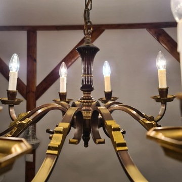 STYLOWY ŻYRANDOL MOSIĘŻNY 10-RAMIENNY,PRZEKRÓJ79CM