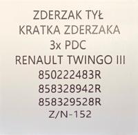 фото thumb №11, Новий оригінальний бампер задня renault twingo iii 3x pdc 2014-2018 850222483r