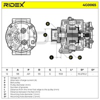 Ridex 4g0065 генератор генератор 98a 14v до renault scénic 2 jm0/1 Оригінал, фото thumb