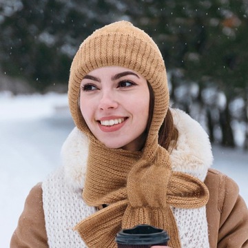 SZALIK I CZAPKA WYGODNY DAMSKI KAPTUR OGRZEWACZ SZYI CZAPKA