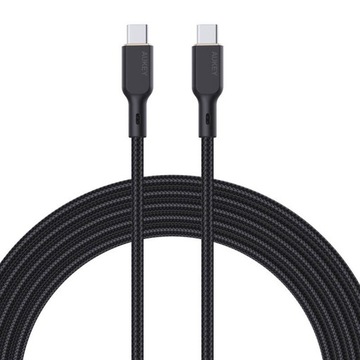 Kabel przewód szybki mocny Aukey USB-C do Type-C 5A 100W QC PD 1m oplot