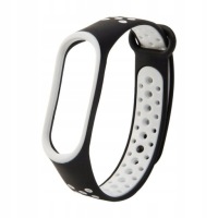 Ремешок для Xiaomi Замена для Mi Band 3/4 ПЕРФОРИРОВАННЫЙ ЧЕРНО-СЕРЫЙ